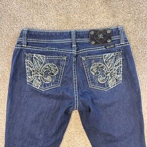 MISS ME Jeans EASY SKINNY JE5735ESR 27 Embellished Stretch HEMMED 31X26 F701